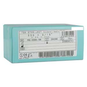 TSK Pre Regular Hub Needle 33G x 4mm (3/16″) PRE-33004- 1 BOX OF 100