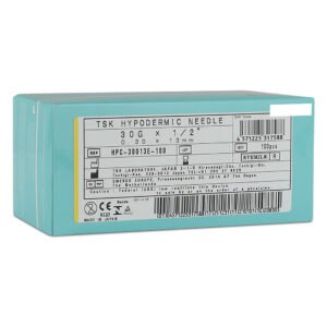 TSK Pre Regular Hub Needle 30G x 13mm (1/2″) (HPC-30013E)- 1 BOX OF 100